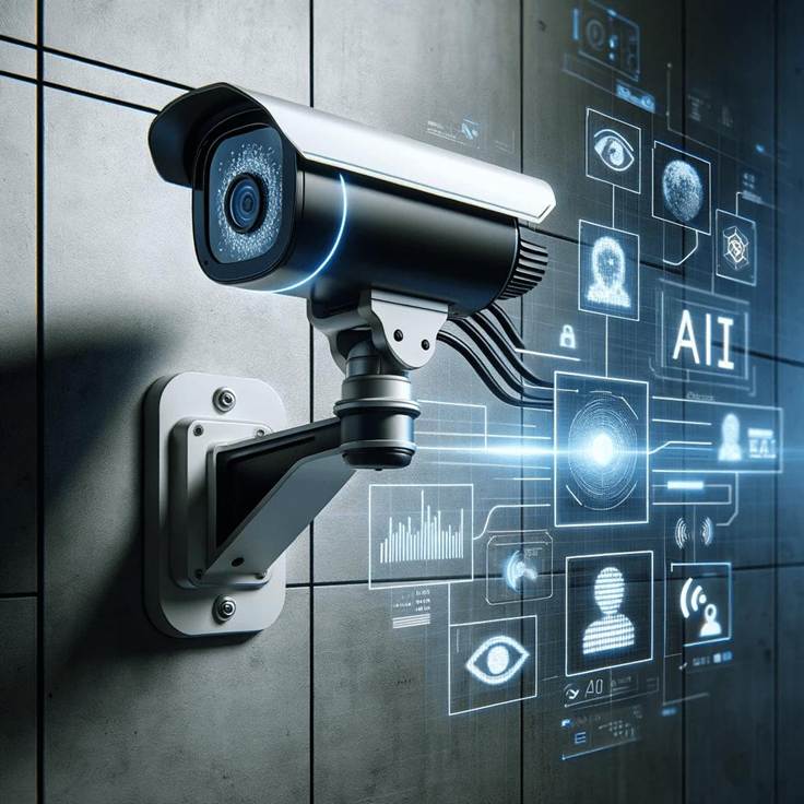 Cámara de videovigilancia IP instalada para la seguridad de una empresa